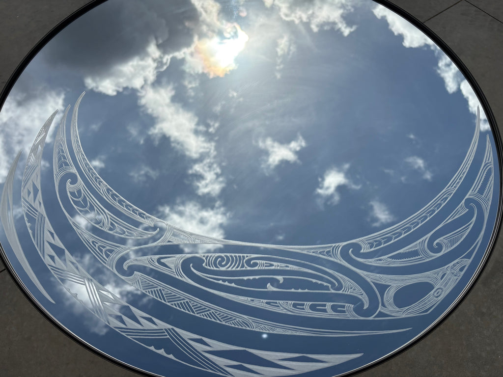 Custom engraved round mirror