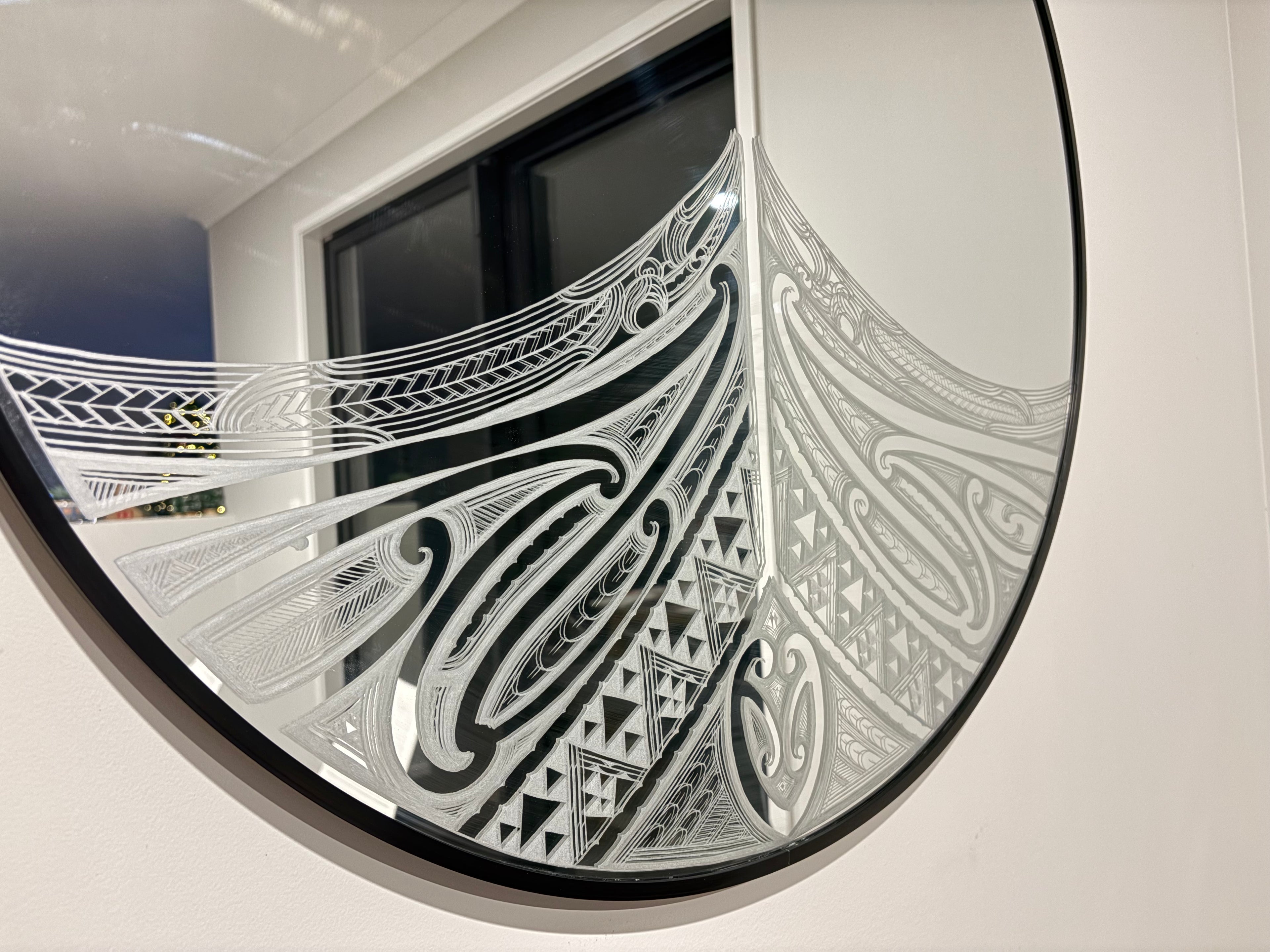 Custom engraved round mirror