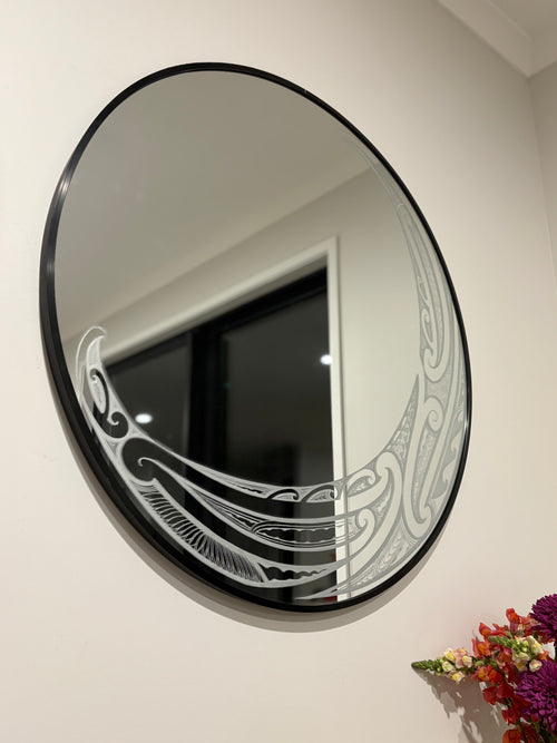 Custom engraved round mirror