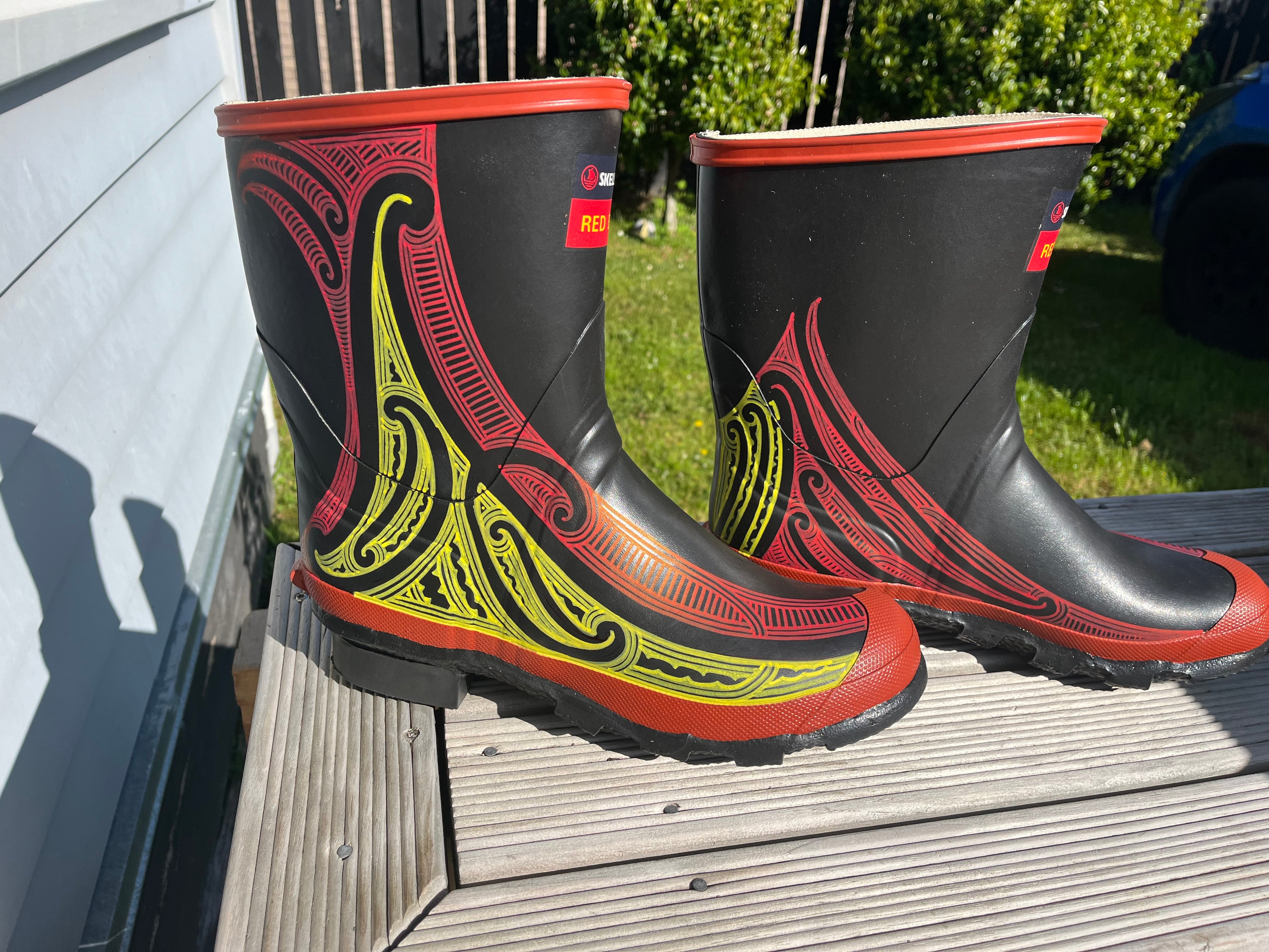 Custom designed red bands