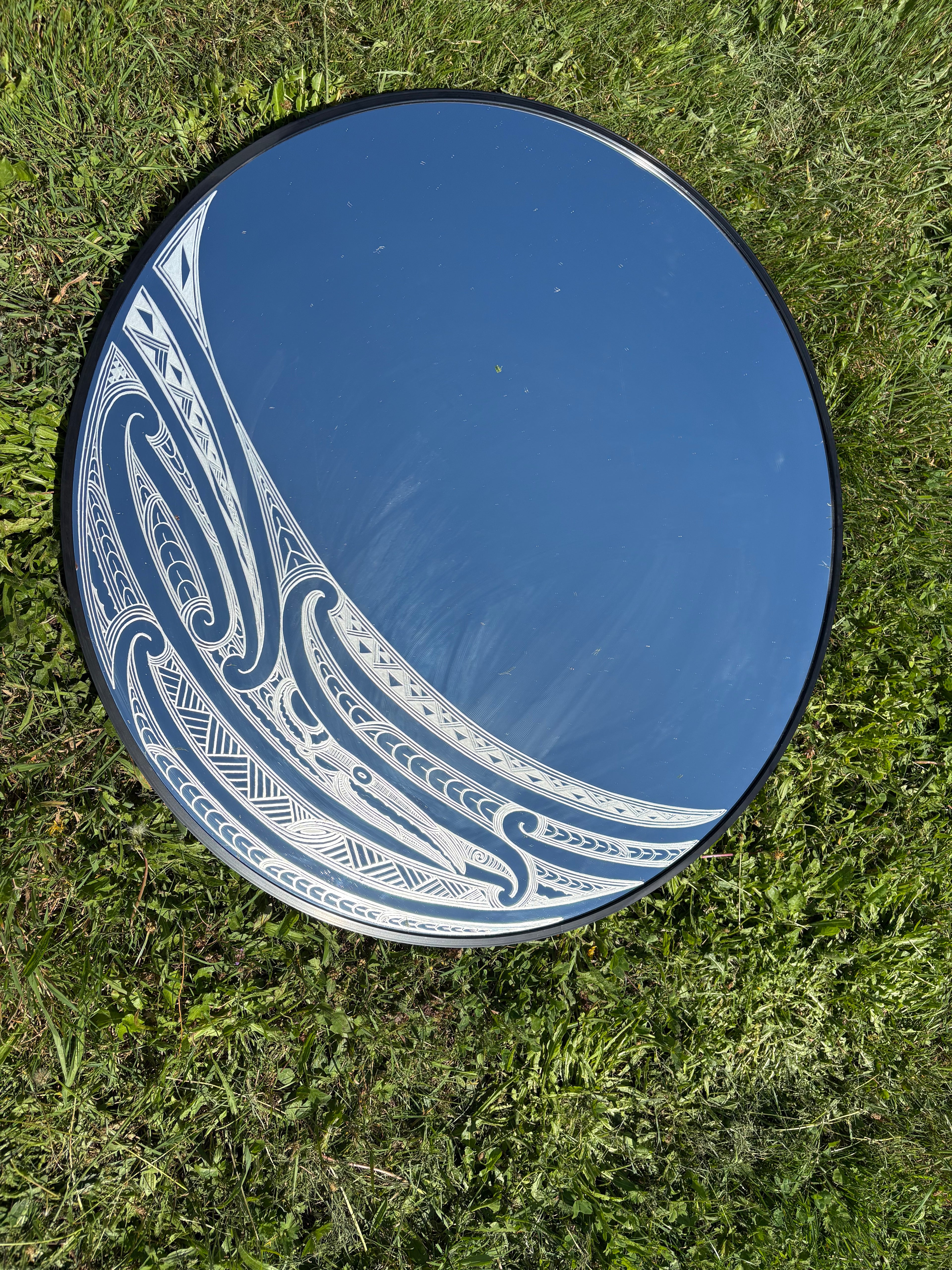 Custom engraved round mirror