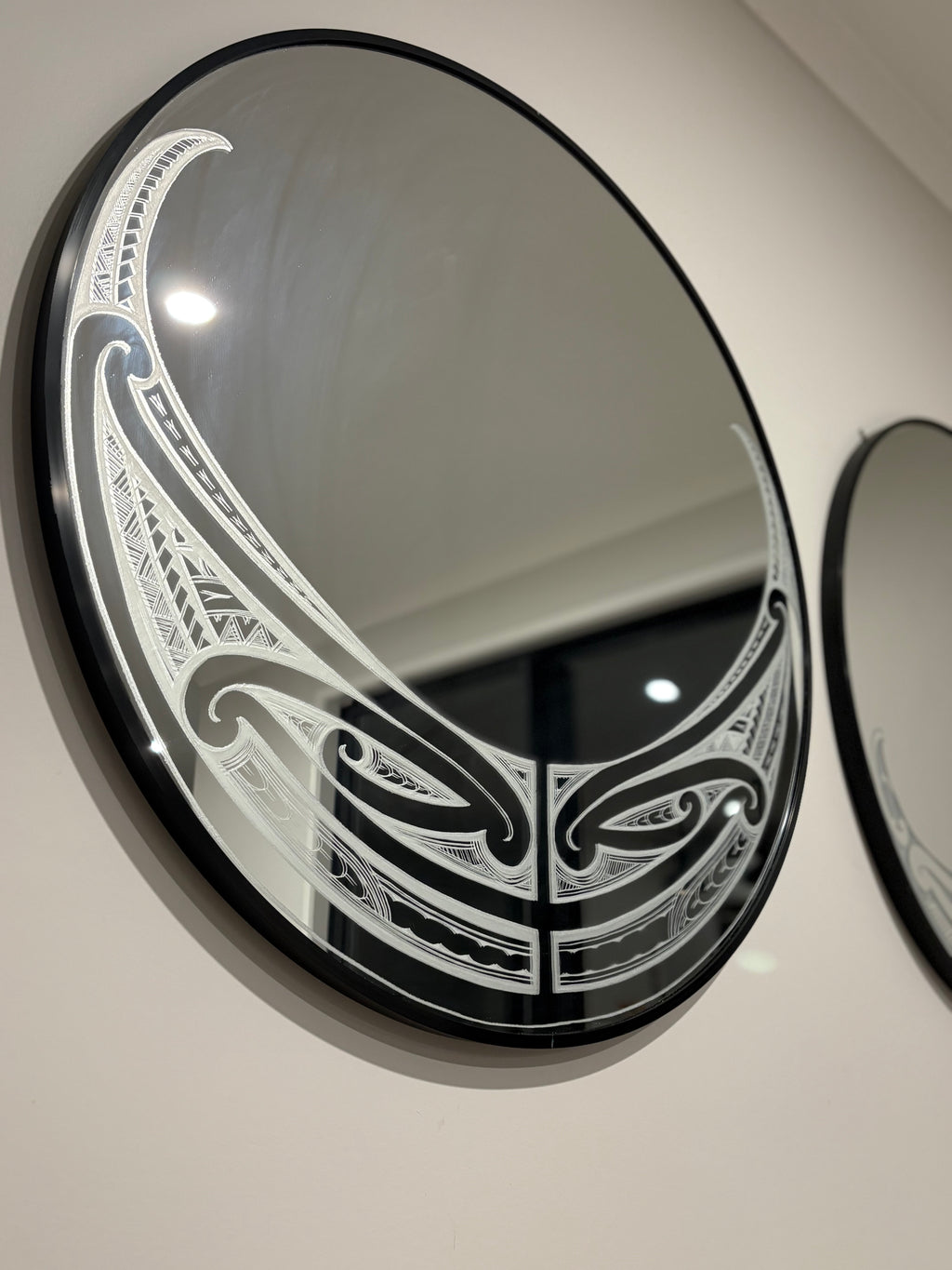 Custom engraved round mirror