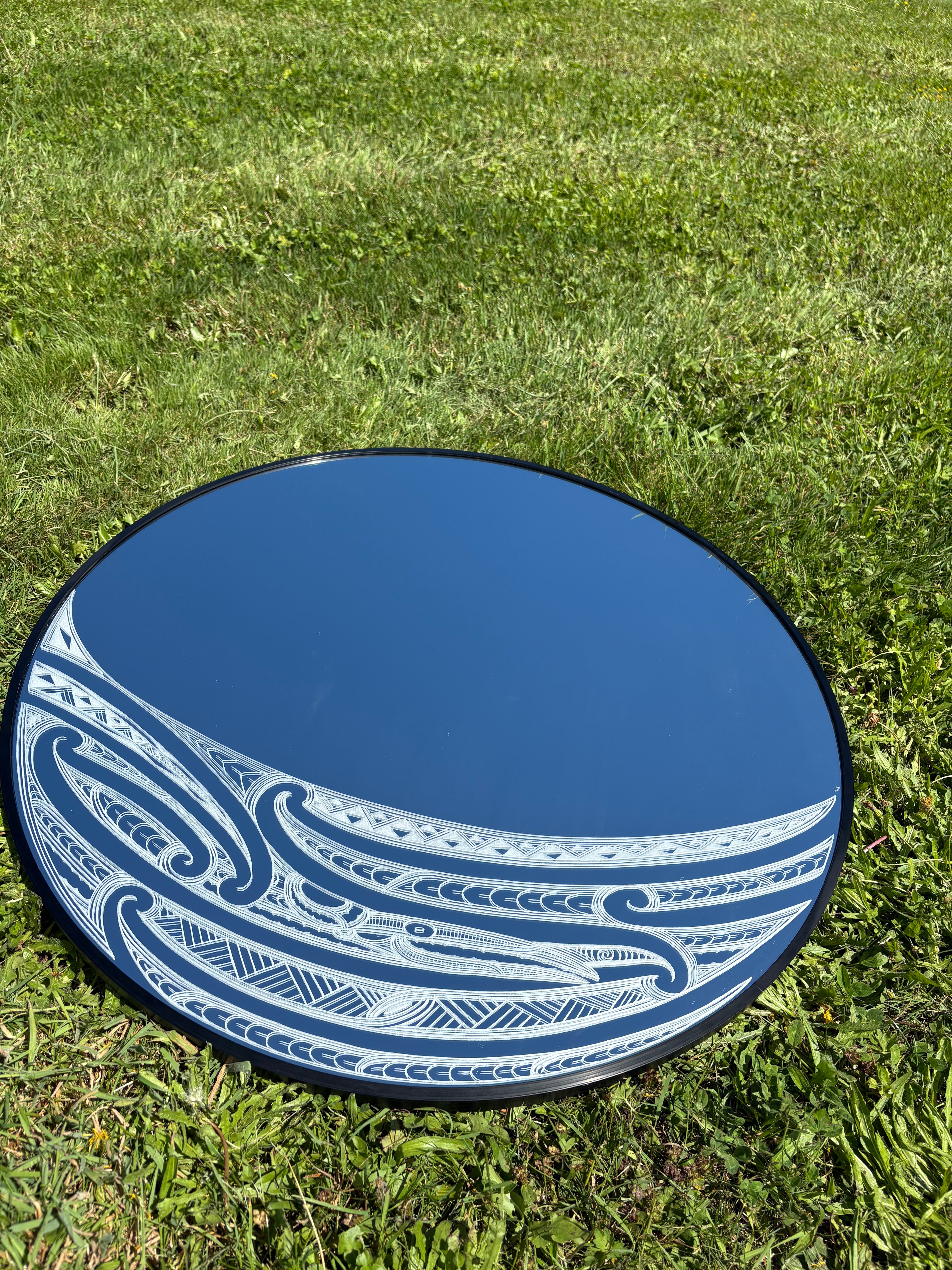 Custom engraved round mirror