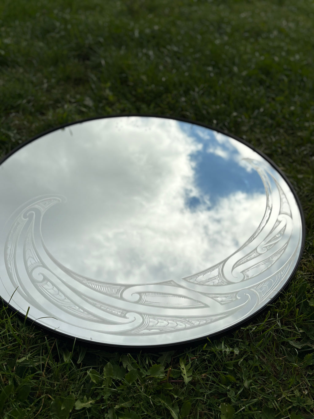 Custom engraved round mirror