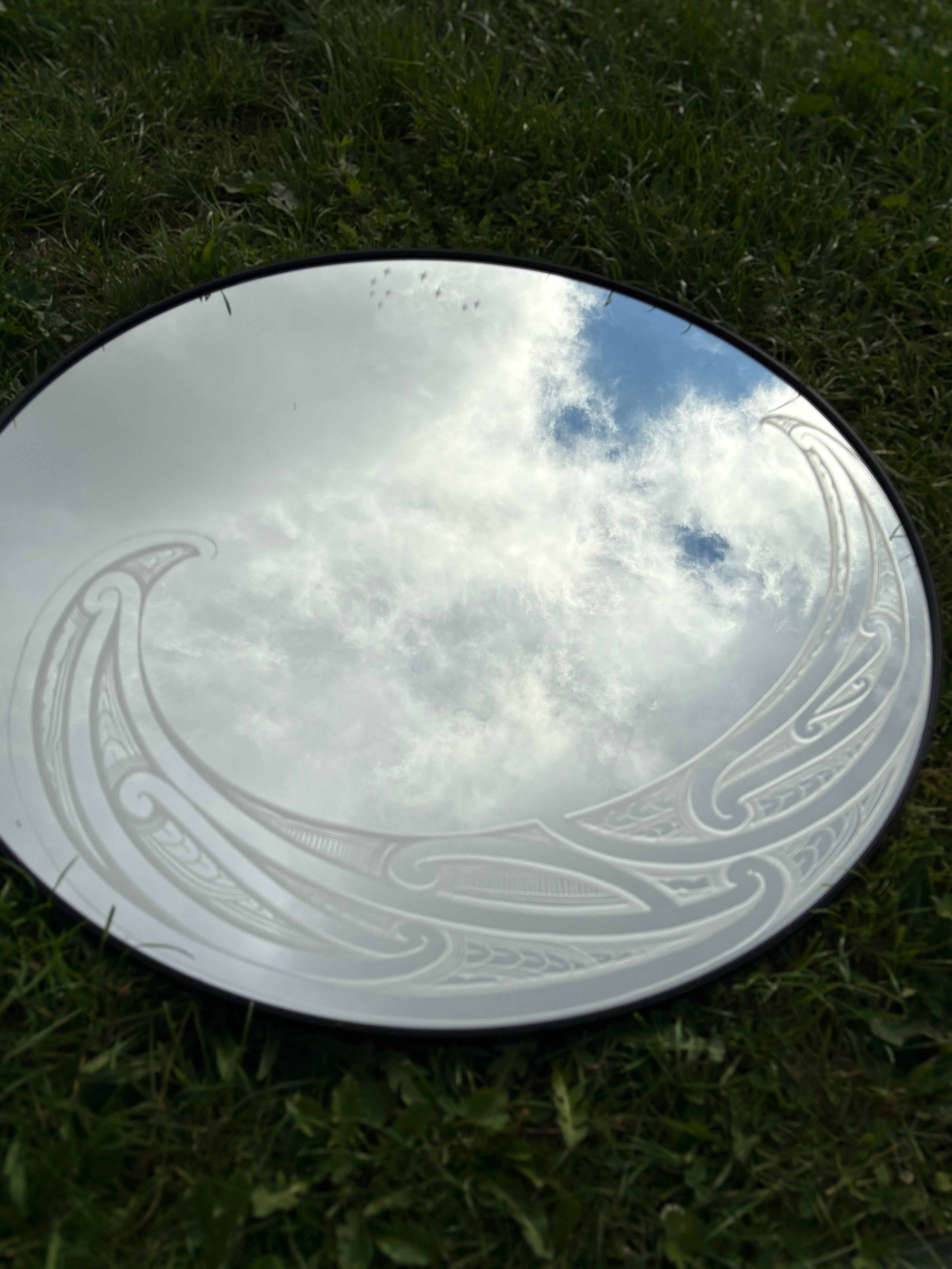 Custom engraved round mirror
