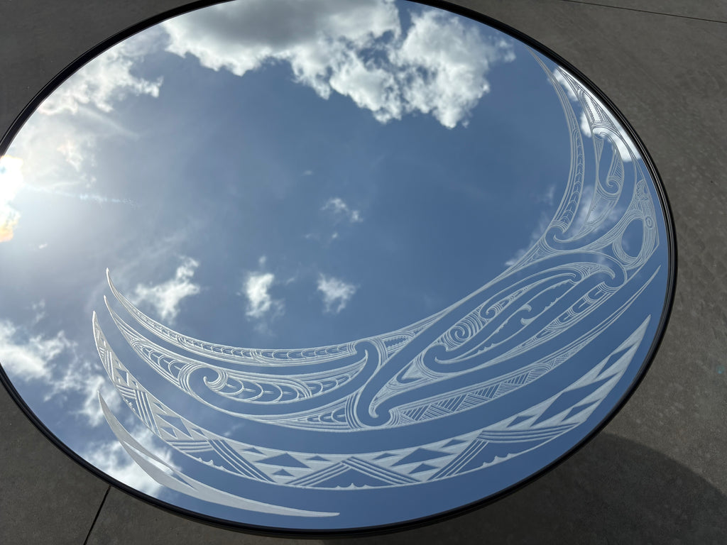 Custom engraved round mirror