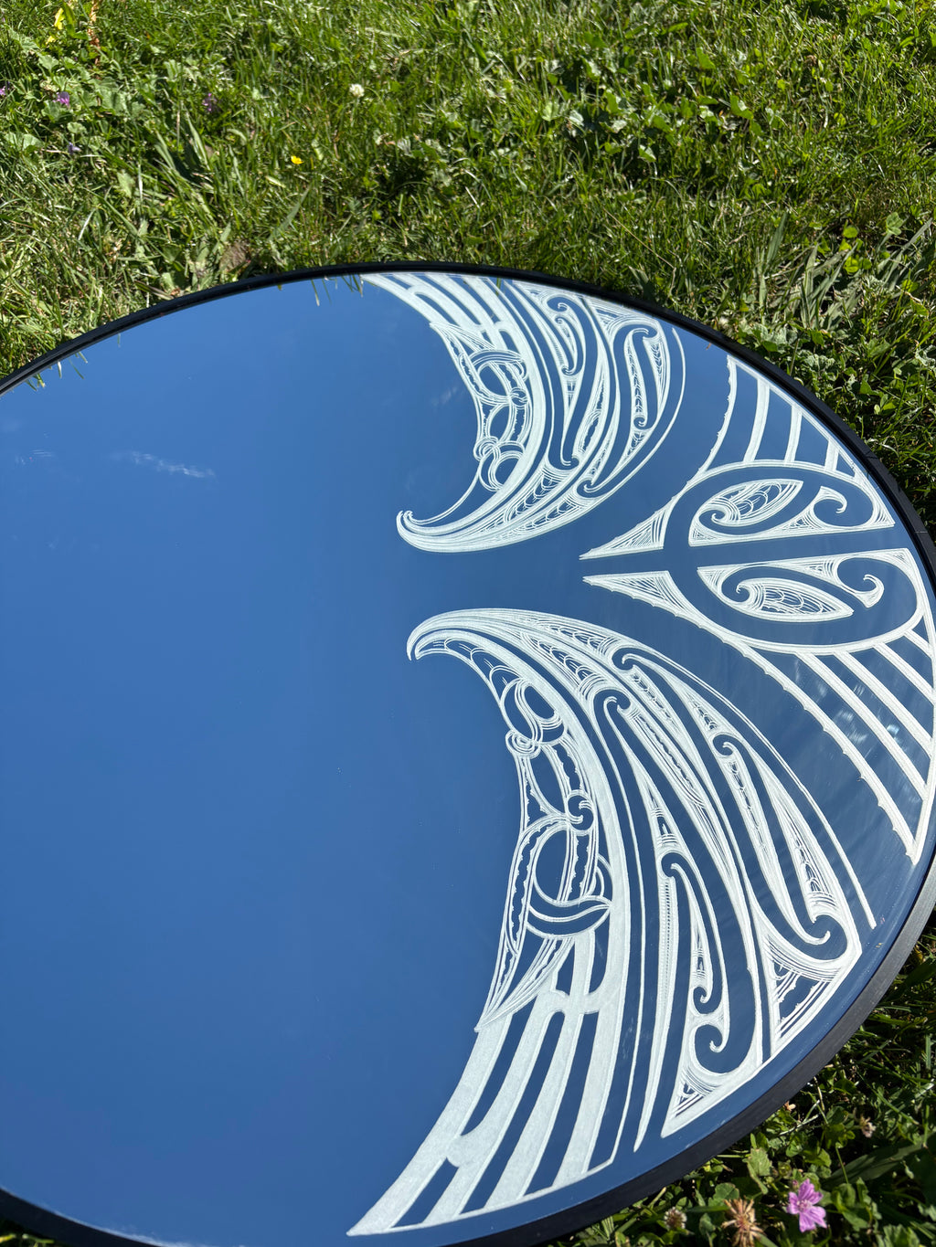 Custom engraved round mirror