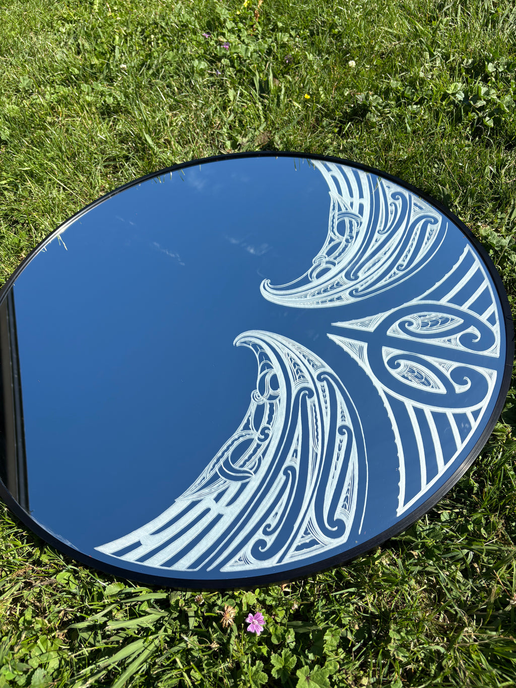 Custom engraved round mirror
