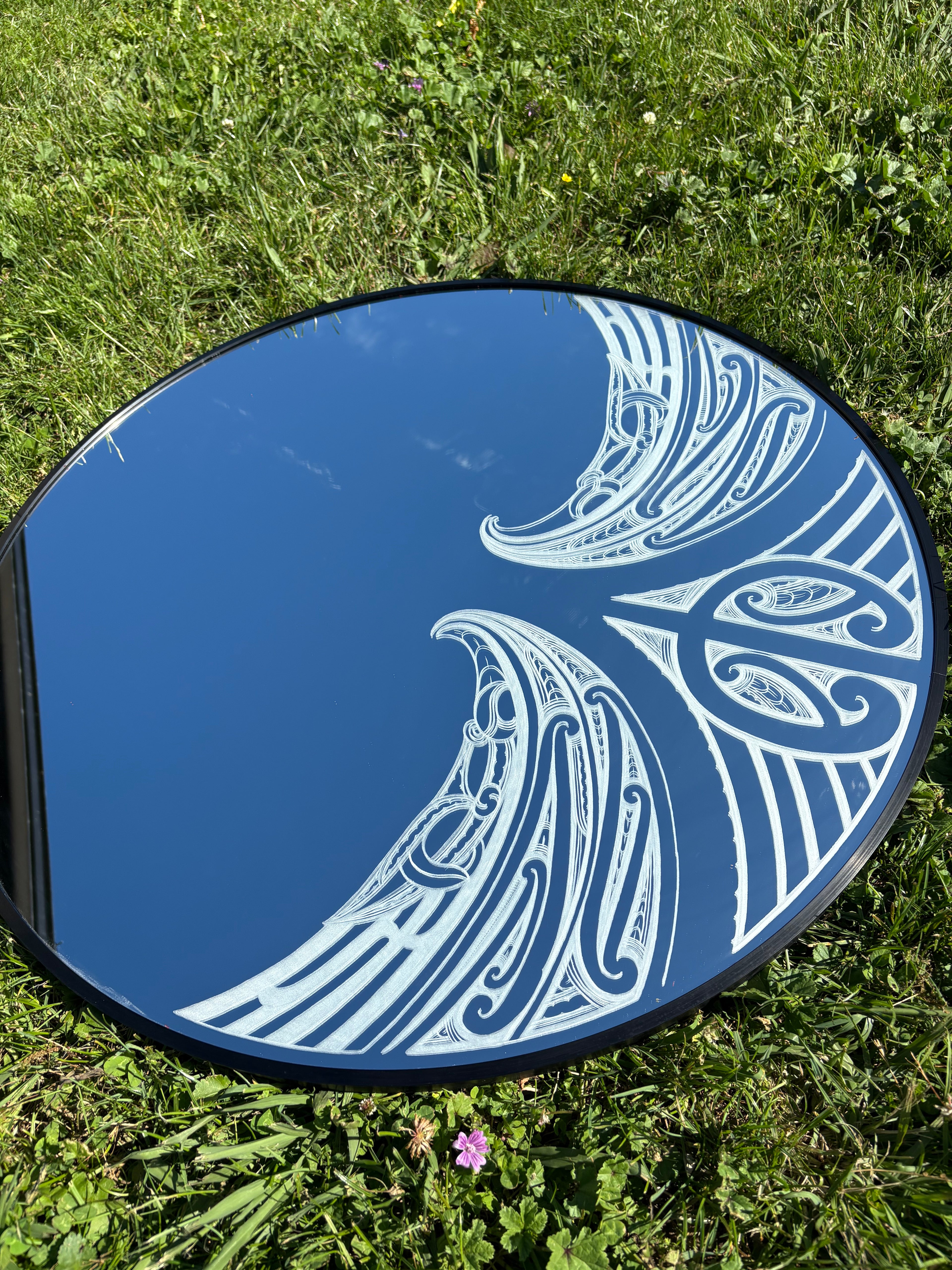 Custom engraved round mirror