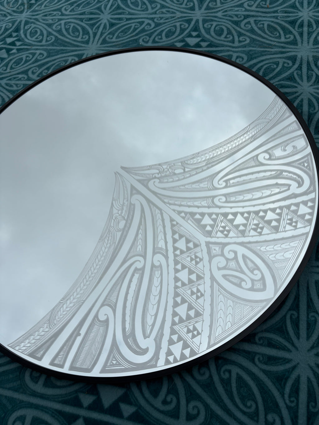 Custom engraved round mirror