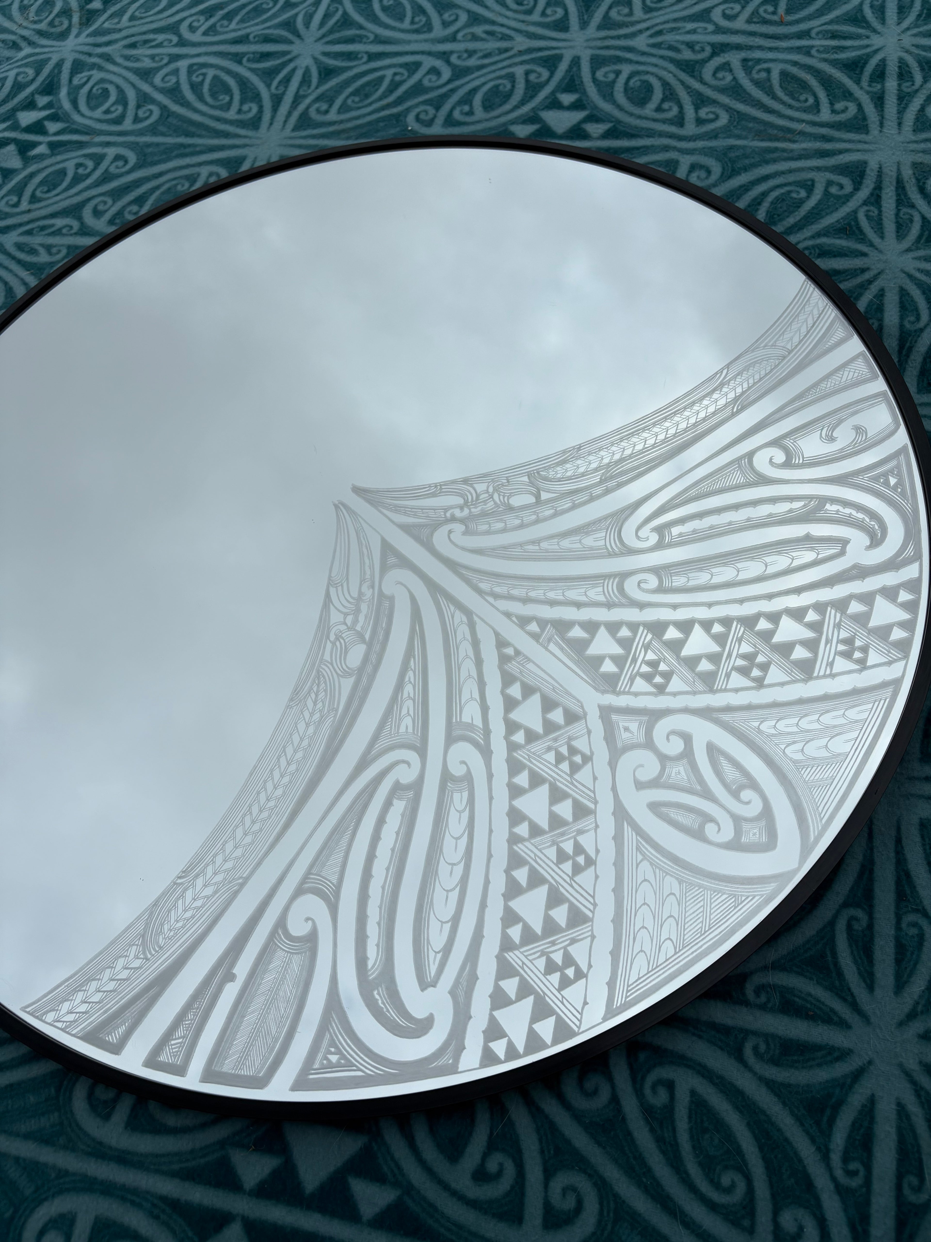 Custom engraved round mirror